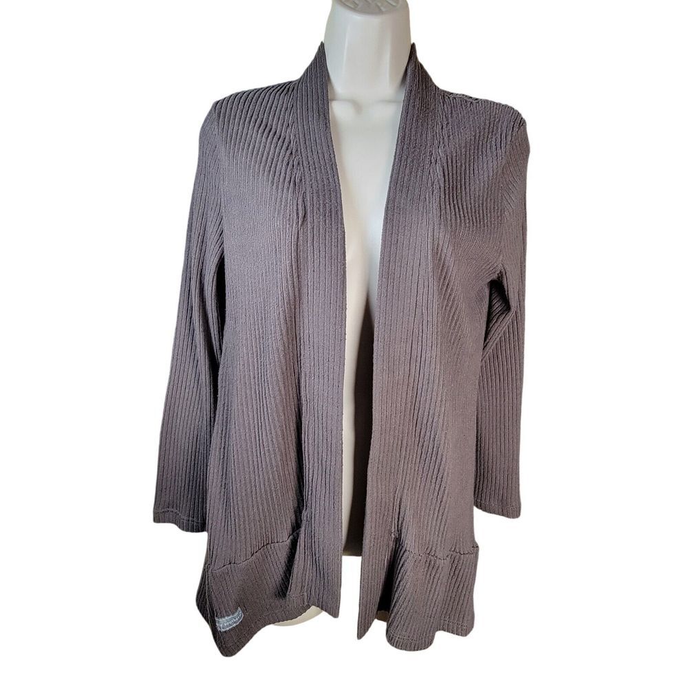 Simply‎ Southern Womens Size Medium Taupe Brown Gather Ruffle Cardigan